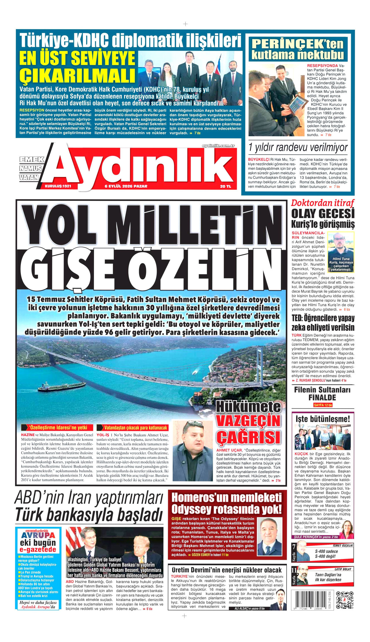Aydınlık Gazetesi Gazetesi gazetesi manşeti