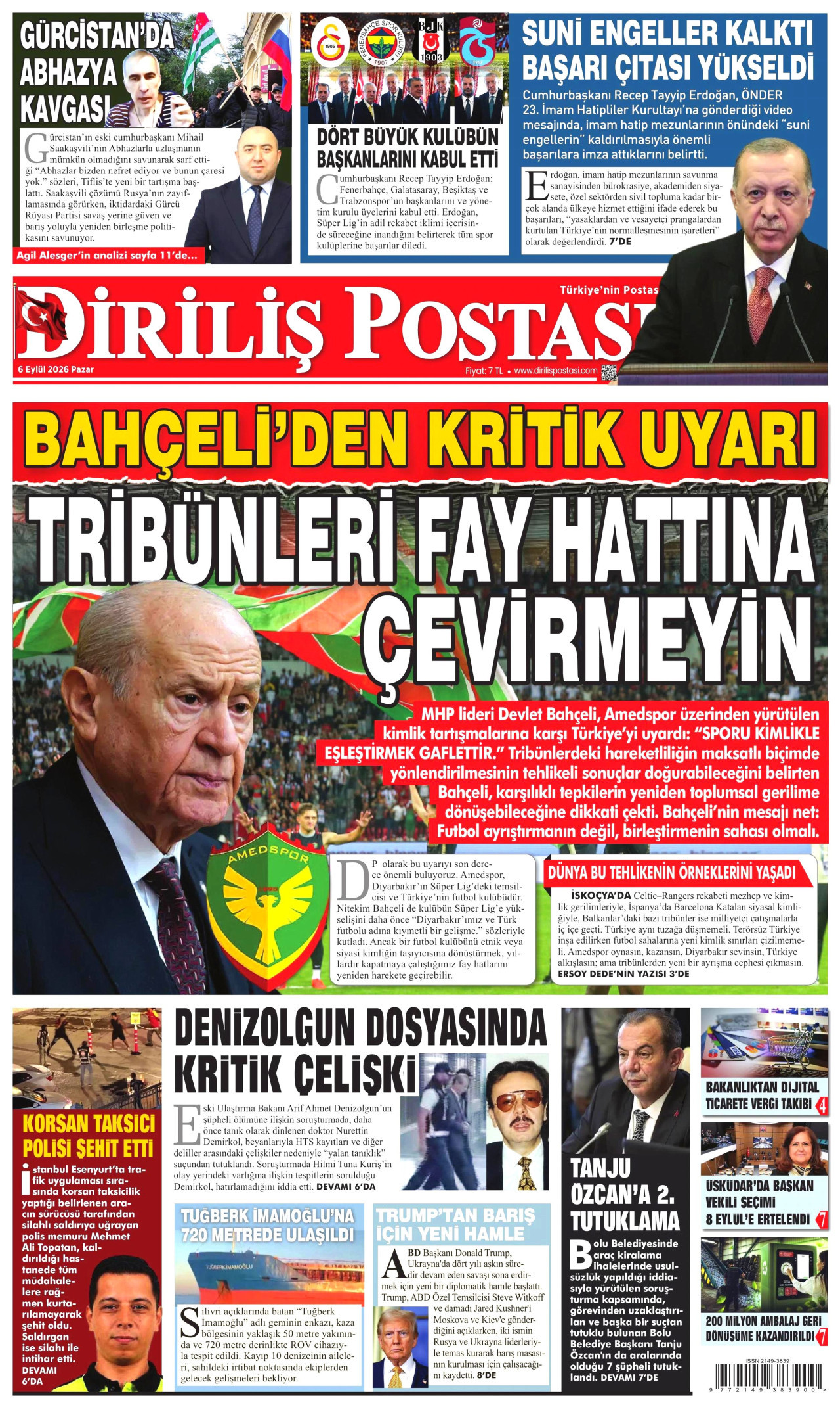 Diriliş Postası Gazetesi gazetesi manşeti
