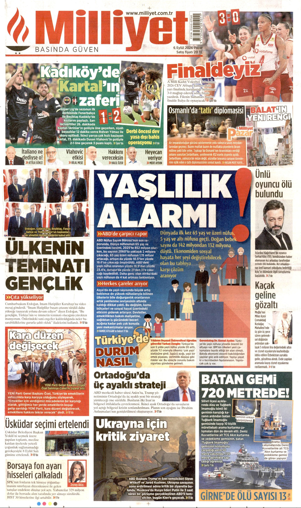 Milliyet Gazetesi gazetesi manşeti