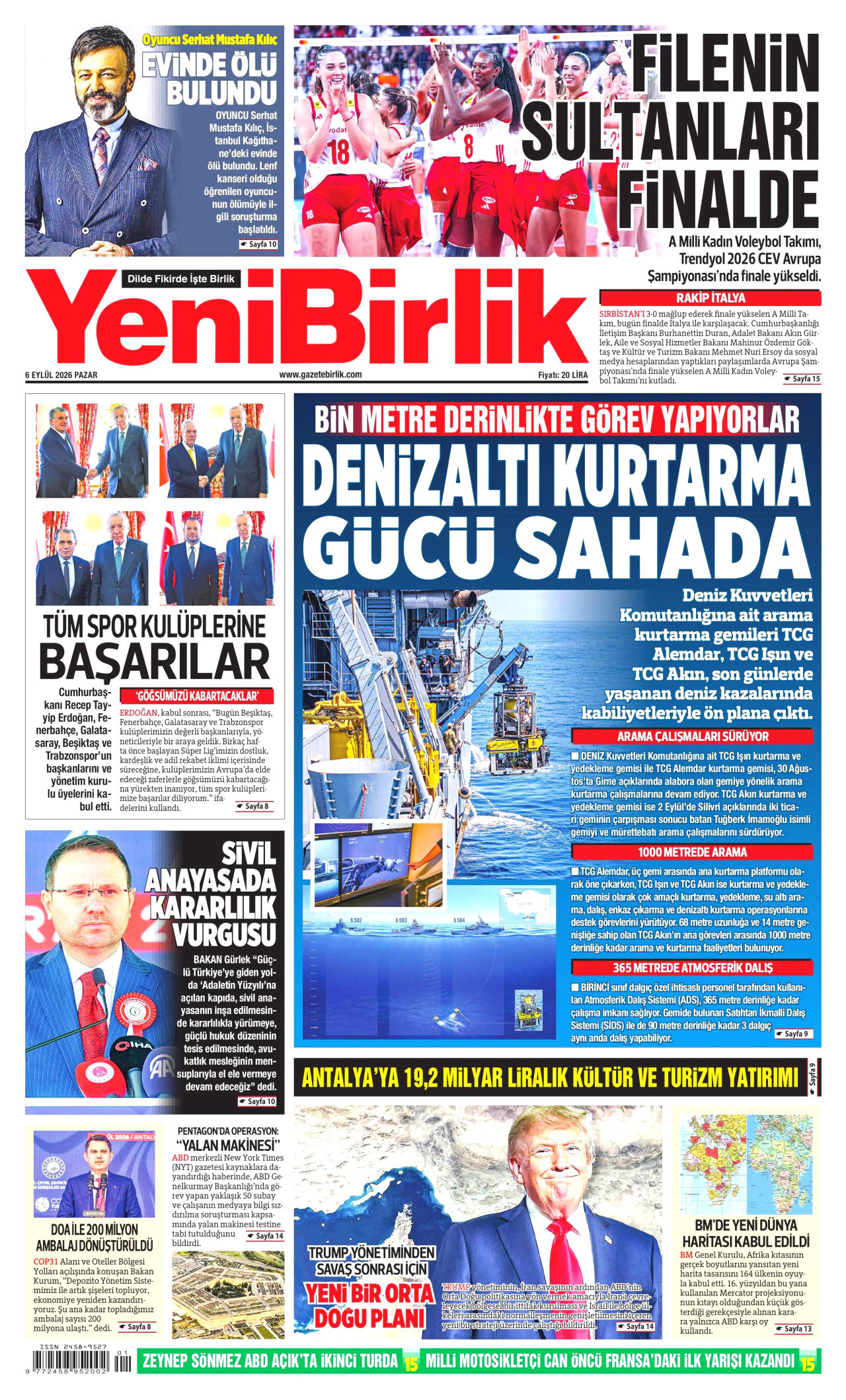 YeniBirlik Gazetesi gazetesi manşeti